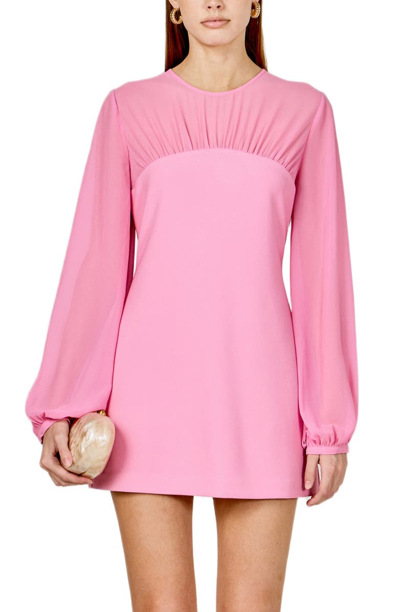 Endless Rose Long Sleeve Mixed Media Minidress, Alternate, color, Pink