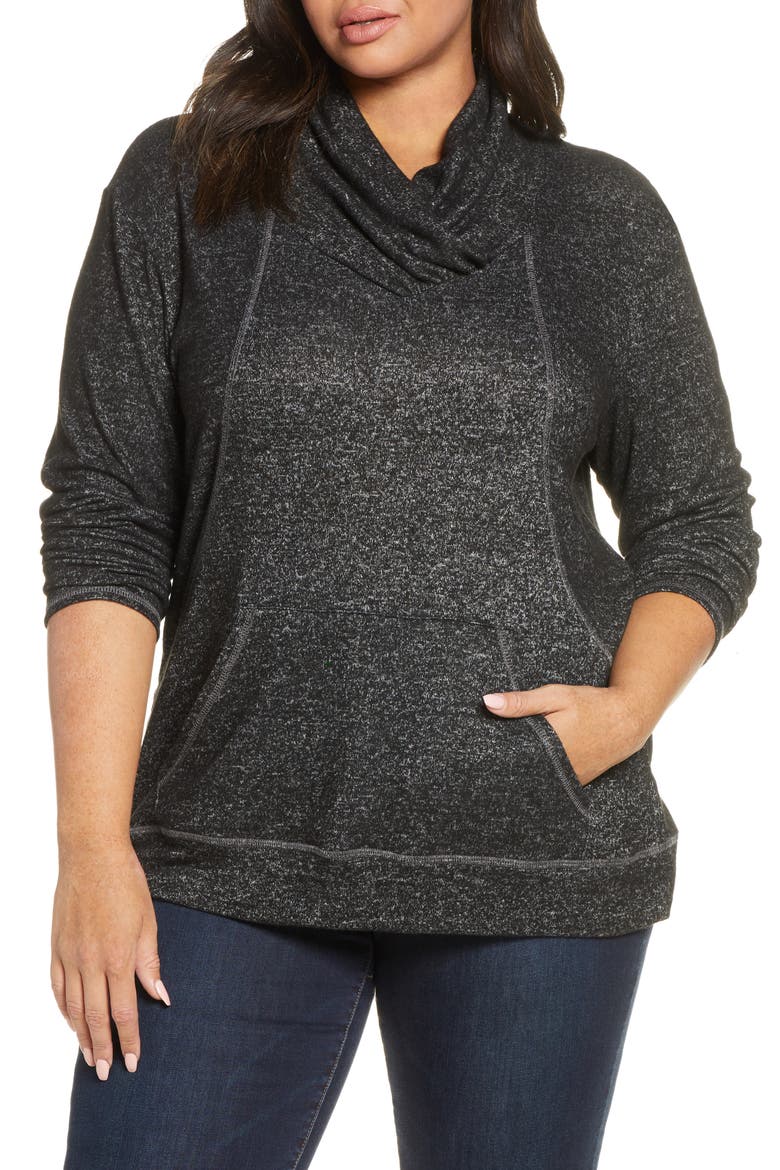 Drape Neck Pullover, Main, color, MARBLE BLACK