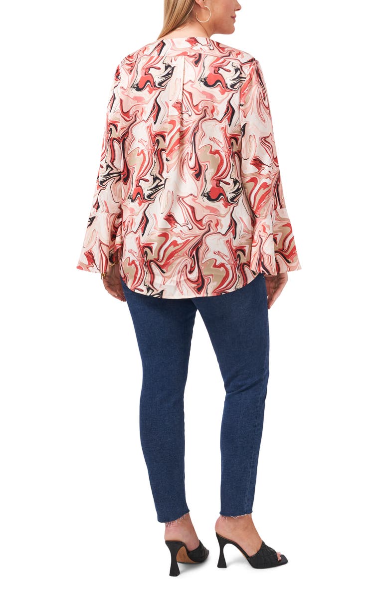 Vince Camuto Flare Cuff Faux Wrap Blouse, Alternate, color,