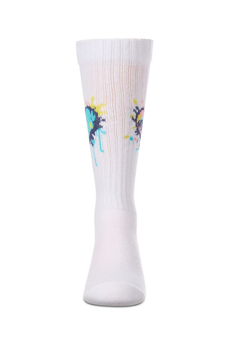 Colorful Splatter Heart Ribbed  Knee High Sock, Alternate, color, White