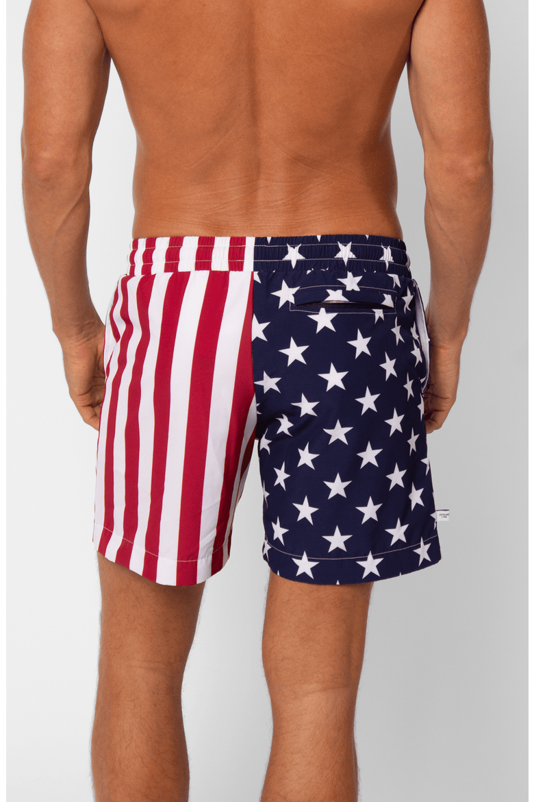 Stars + Stripes Swim Trunk, Alternate, color, Americana