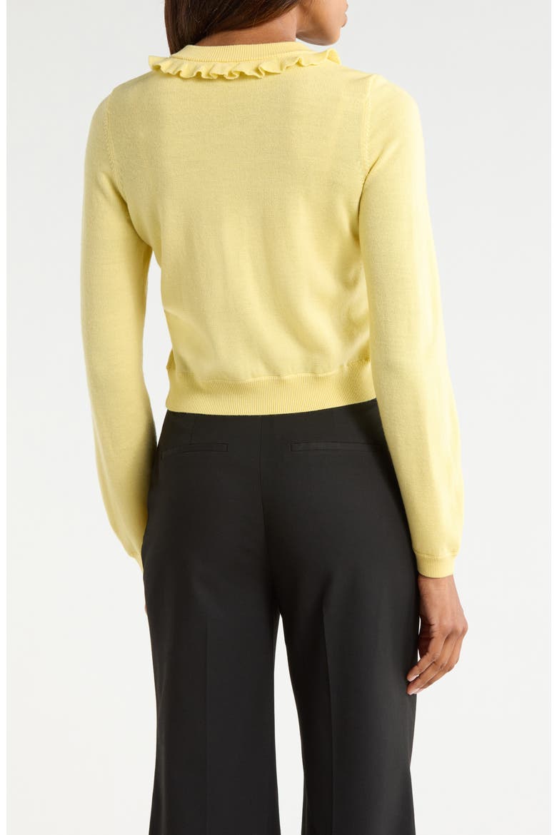Dollie Ruffle Trim Cardigan, Alternate, color, BUTTER
