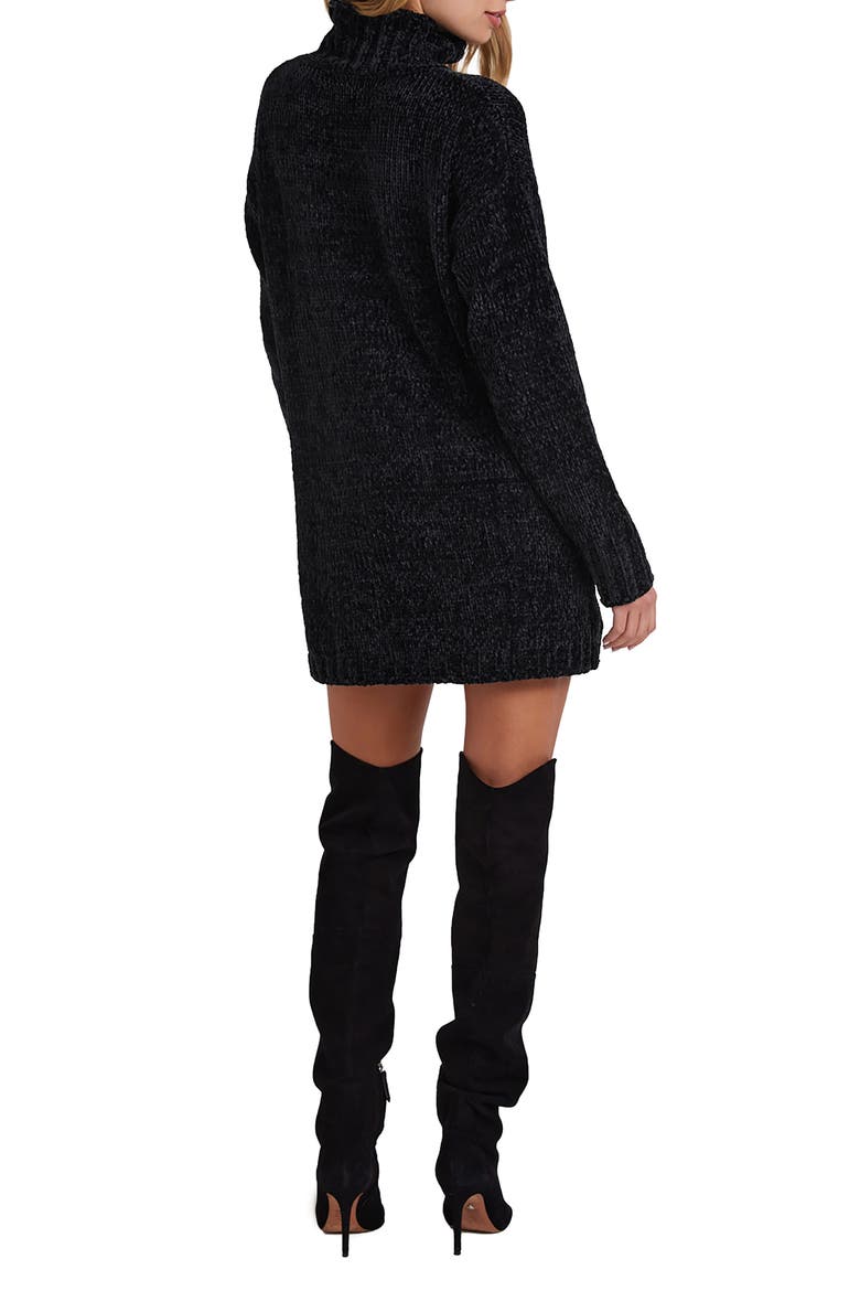 Turtleneck Long Sleeve Sweater Minidress, Alternate, color, BLACK