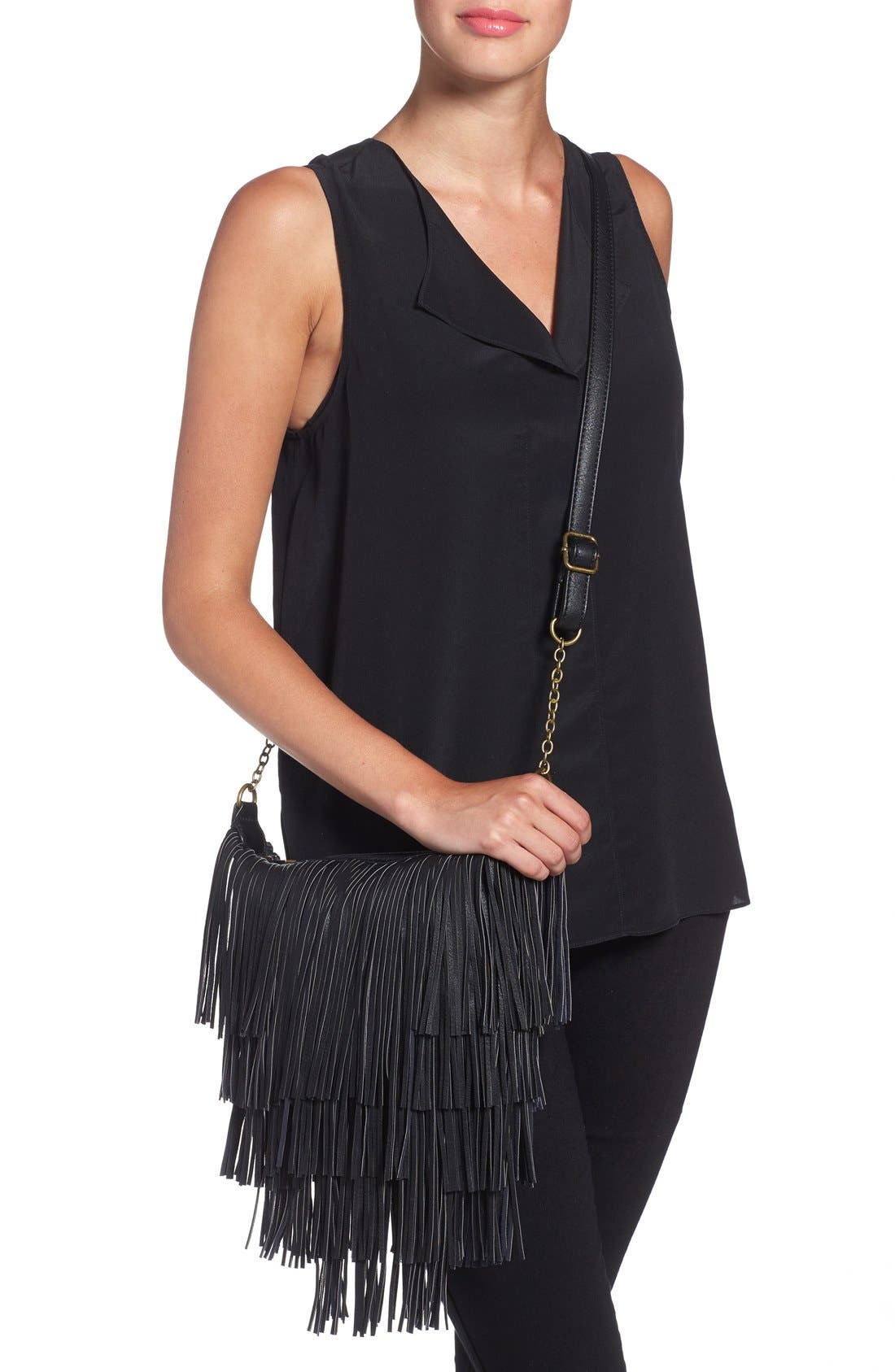 NU-G 'Boho Fringe' Crossbody Bag, Alternate, color, 