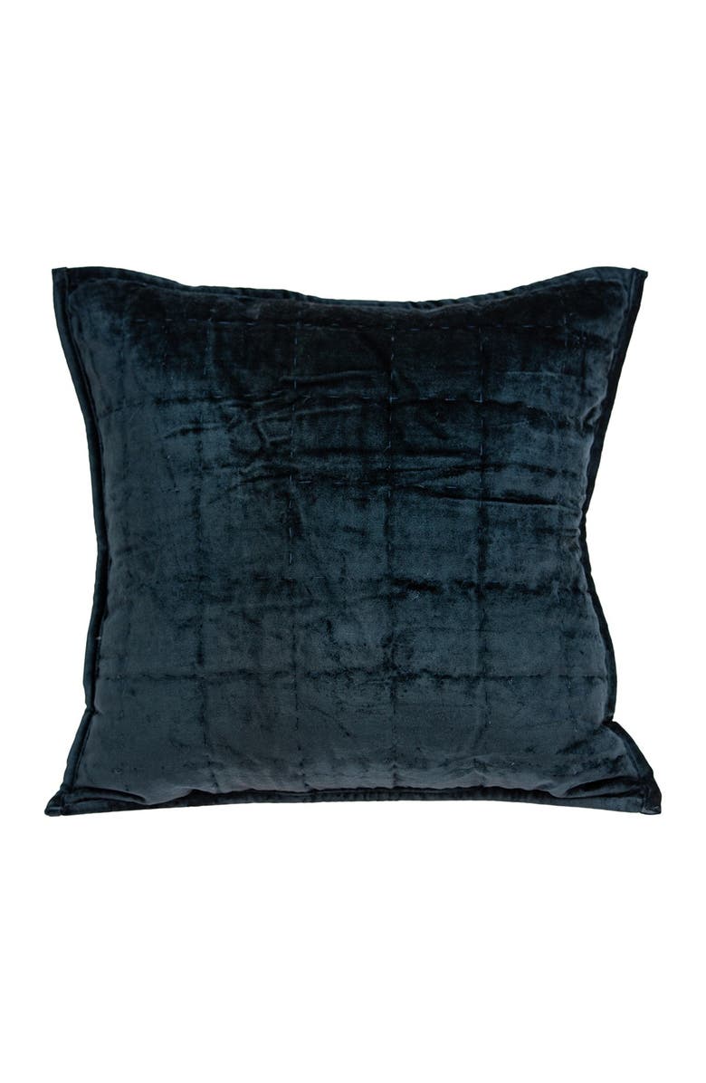 PARKLAND COLLECTION Cerro Transitional Solid Quilted Pillow - 20" x 20" - Dark Blue, Main, color, Dark Blue