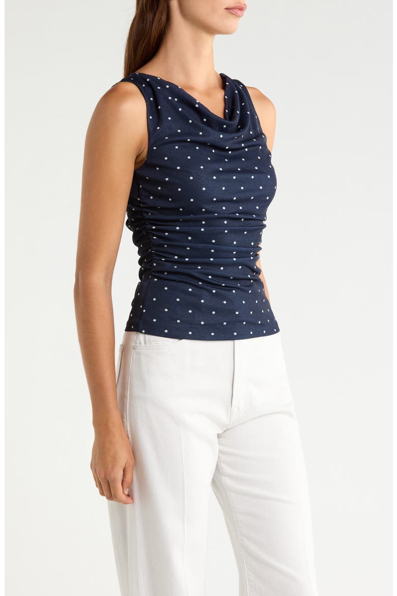 Fete Cowl Neck Tank, Alternate, color, NAVY POLKA DOTS