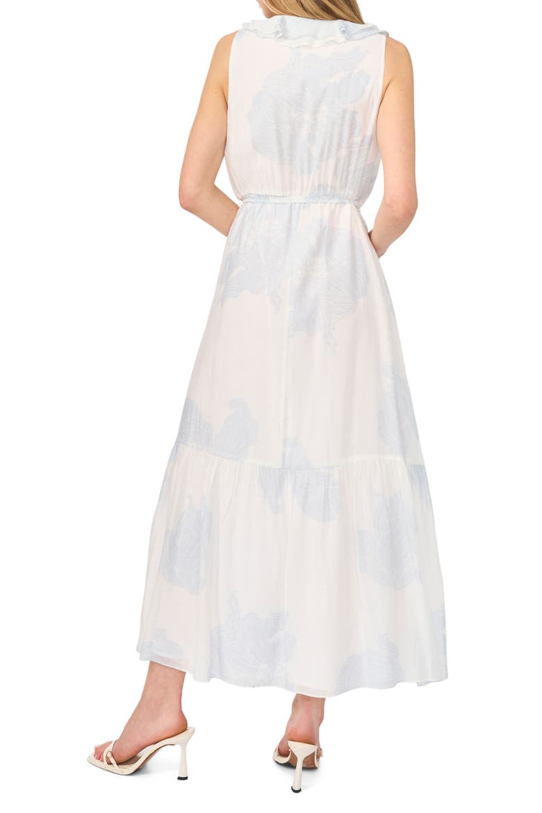 Ruffle Metallic Tie Waist Sleeveless Maxi Dress, Alternate, color, BLUE MULTI