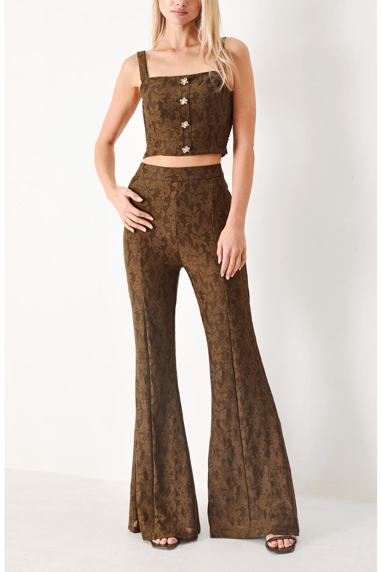 Lace Flare Pants, Alternate, color, BROWN