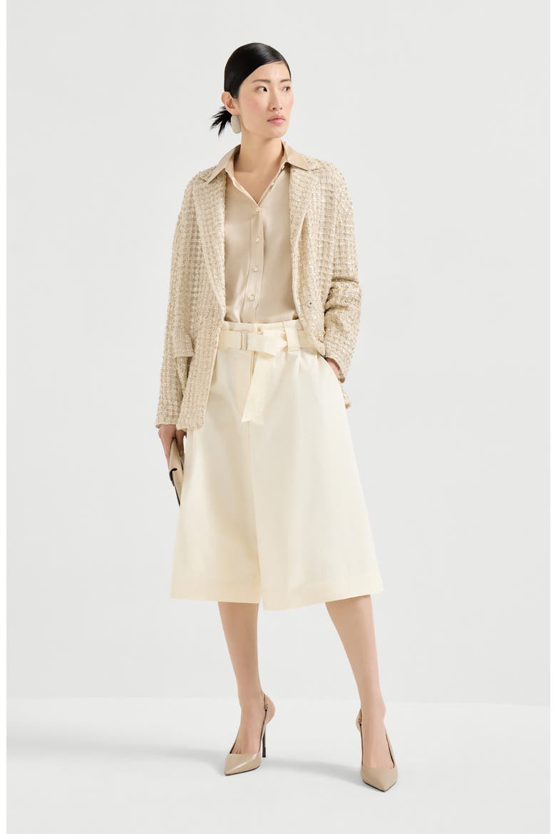 Blazer with dazzling net embroidery, Alternate, color, Cream