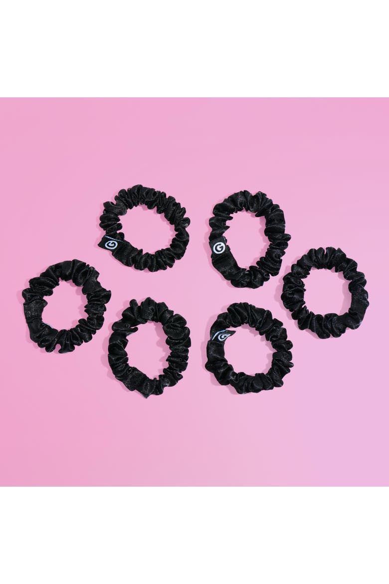 Slim Satin Hair Scrunchies, Alternate, color, Black
