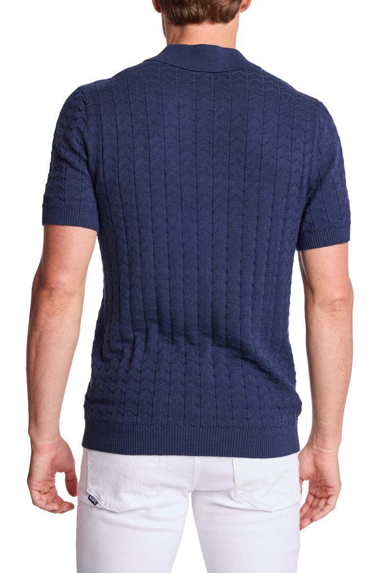 Zigzag Knit Polo, Alternate, color, CRISP NAVY