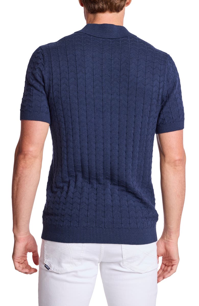 PAISLEY & GRAY Zigzag Knit Polo, Alternate, color, Crisp Navy