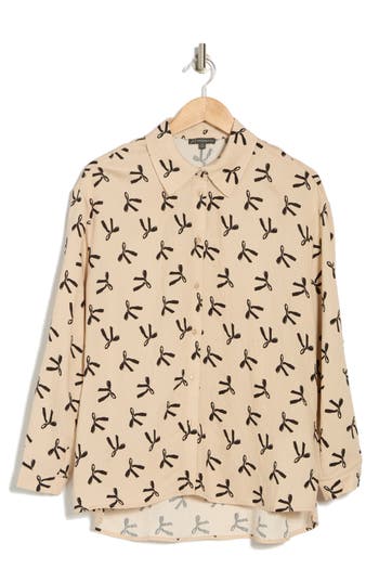 ADRIANNA PAPELL ADRIANNA PAPELL BOW BUTTON-UP SHIRT 