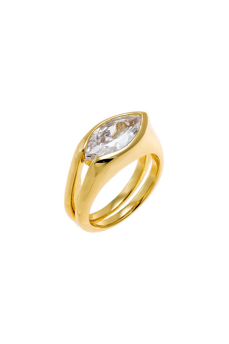 CZ Marquise Double Row Band Pinky Ring, Main, color, Gold