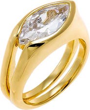 BY ADINA EDEN CZ Marquise Double Row Band Pinky Ring