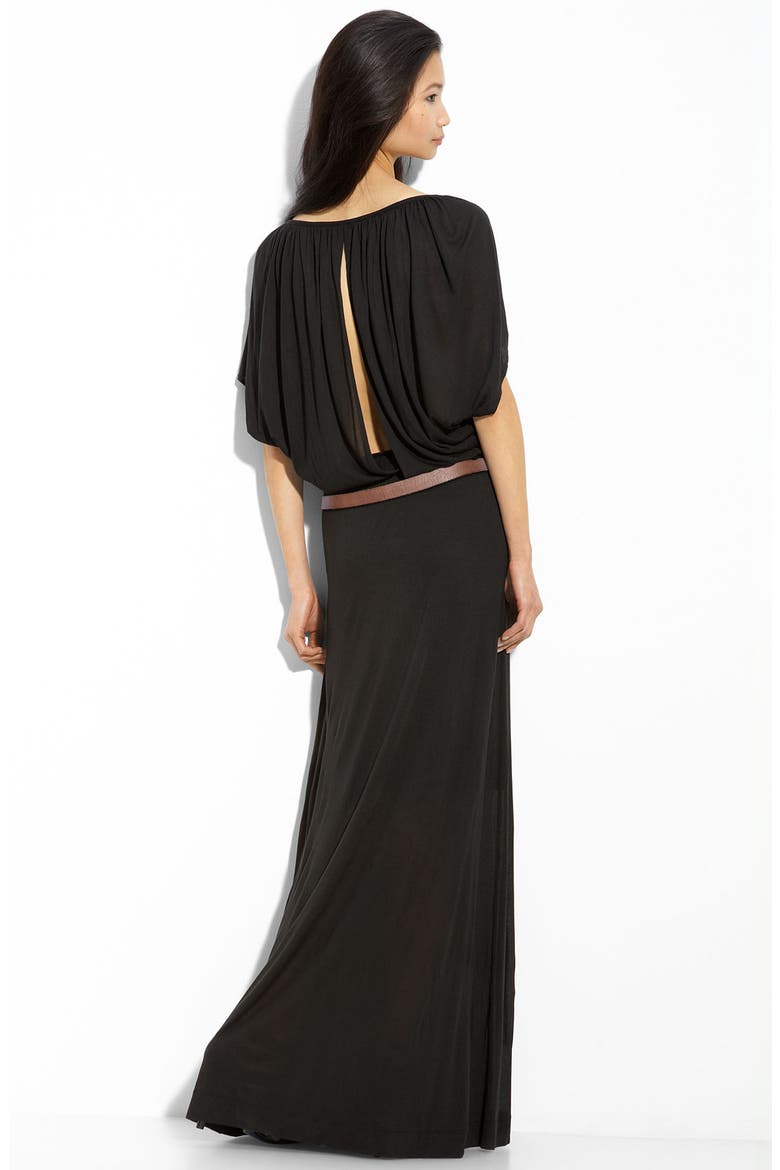 Sheer Overlay Maxi Dress, Alternate, color, BLACK