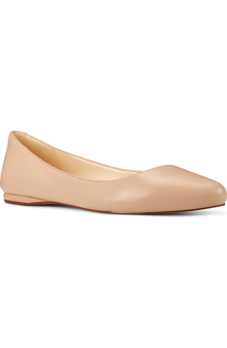 Nine West Speak Up Pointed Toe Flat, Main, color, Nude Leather