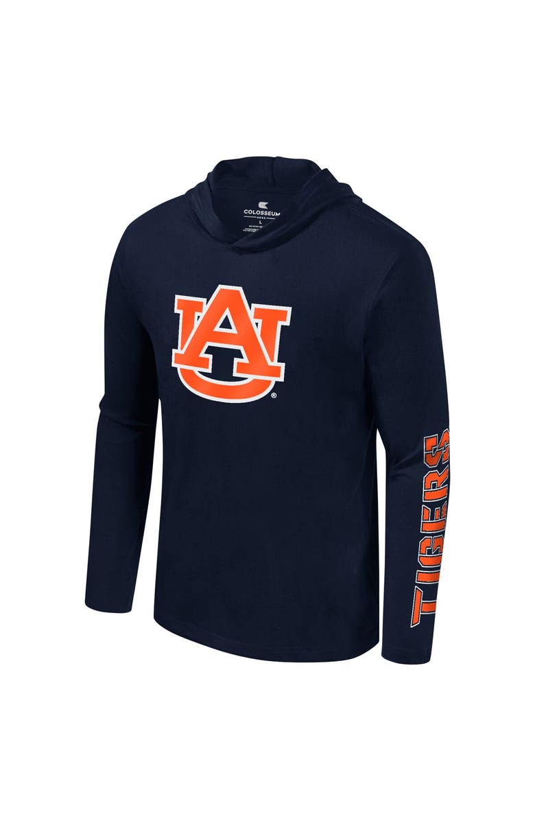 COLOSSEUM Men's Colosseum Navy Auburn Tigers Color Pop Active Blend 2-Hit Long Sleeve Hooded T-Shirt, Alternate, color, 