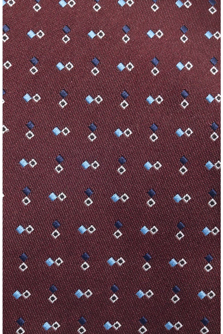 Diamond Neat Silk Tie, Alternate, color, DARK RED FAN