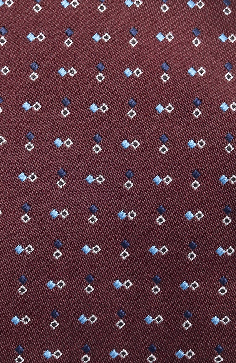 ZEGNA TIES Diamond Neat Silk Tie, Alternate, color, Dark Red Fan