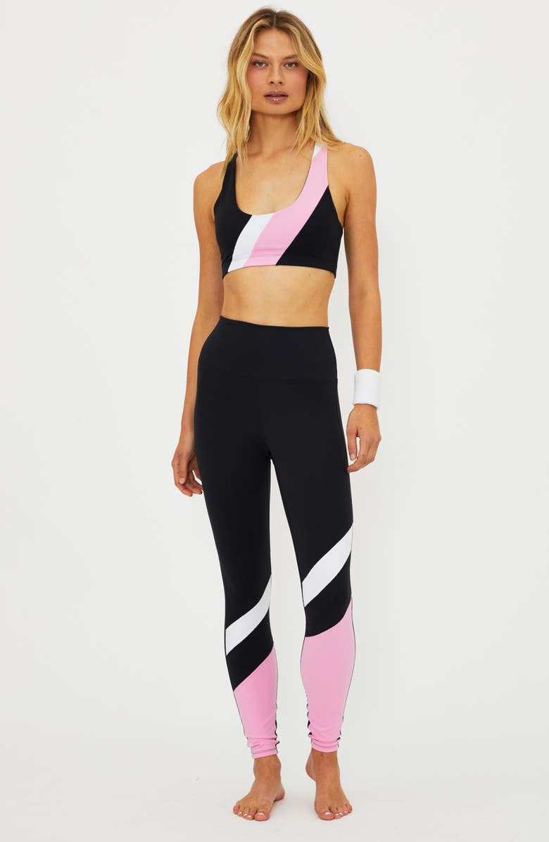 Beach Riot Ria Stripe Racerback Sports Bra, Alternate, color, Prism Pink