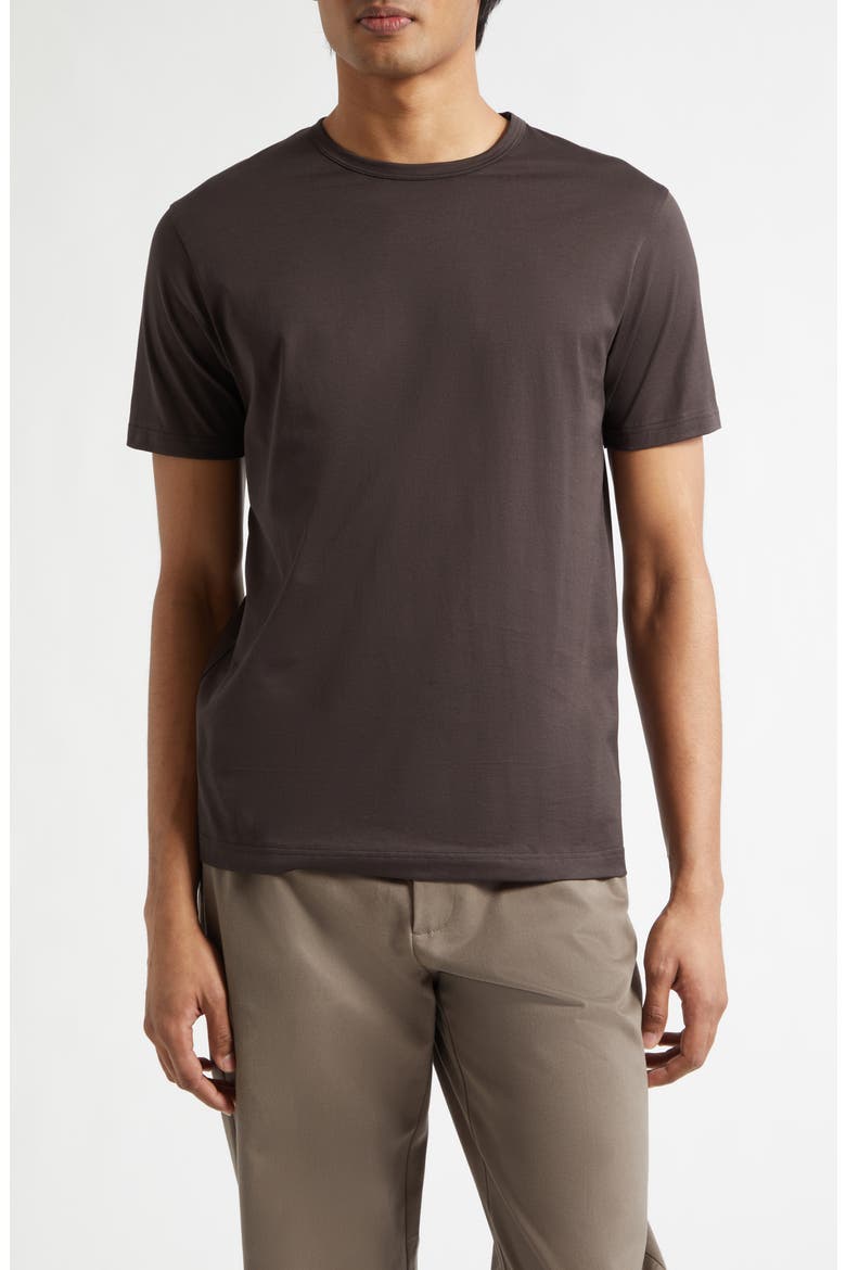 Cotton Crewneck T-Shirt, Main, color, DARK CHOCOLATE