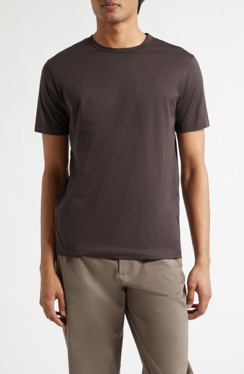 Sunspel Cotton Crewneck T-Shirt, Main, color, Dark Chocolate