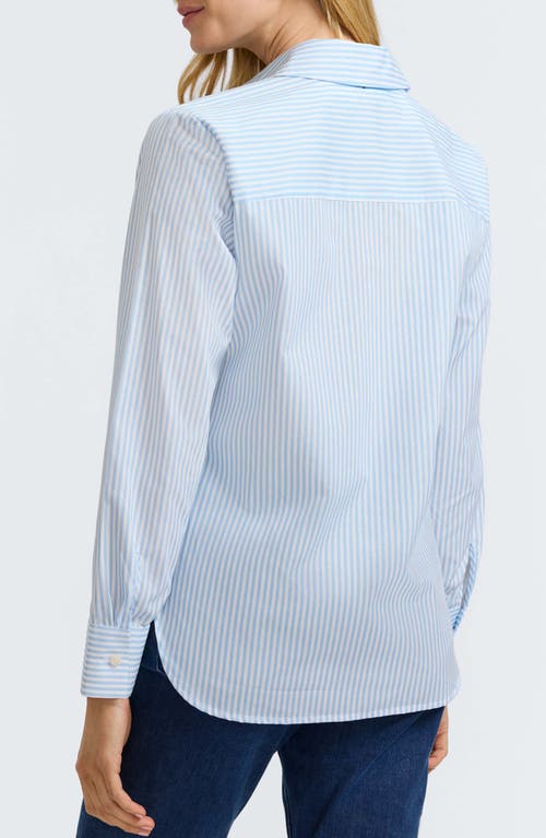 Foxcroft Meghan Stripe Floral Embroidered Cotton Button-up Shirt In Multi