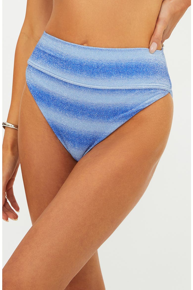 Highway Metallic High Waist Bikini Bottoms, Main, color, SAPPHIRE SEA