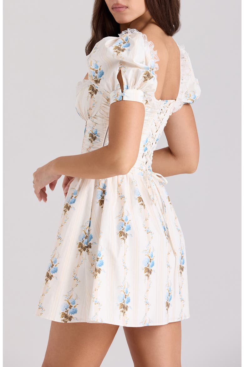 Issa Ruffle Mini Sundress, Alternate, color, HYDRANGEA STRIPE CREAM