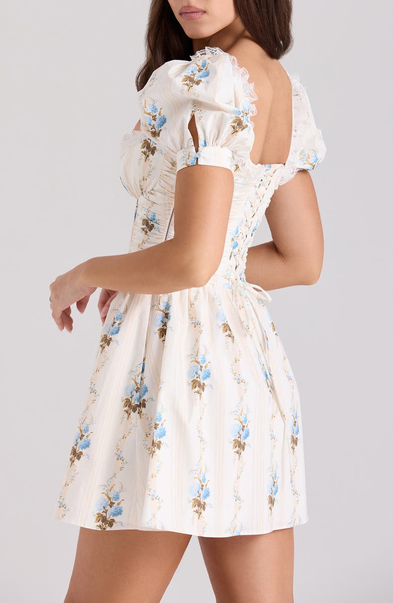 HOUSE OF CB Issa Ruffle Mini Sundress, Alternate, color, Hydrangea Stripe Cream