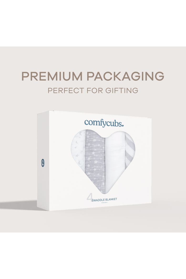 Muslin Swaddle Blankets, 4 Pack, Alternate, color, Grey