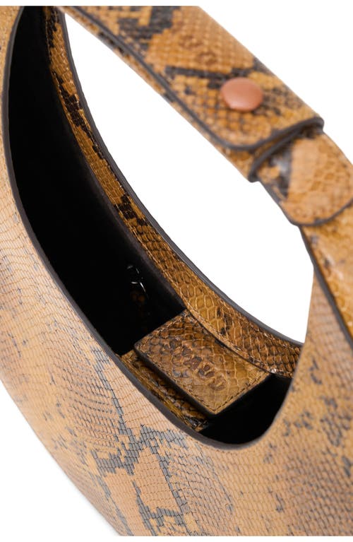 Staud Moon Snakeskin Embossed Leather Top Handle Tote In Brown