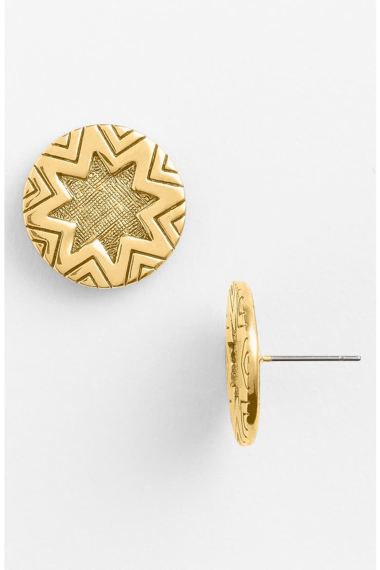 Engraved Stud Earrings, Alternate, color, GOLD