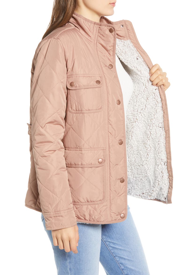 Fleece Lined Quilted Utility Jacket, Alternate, color, MOCHA