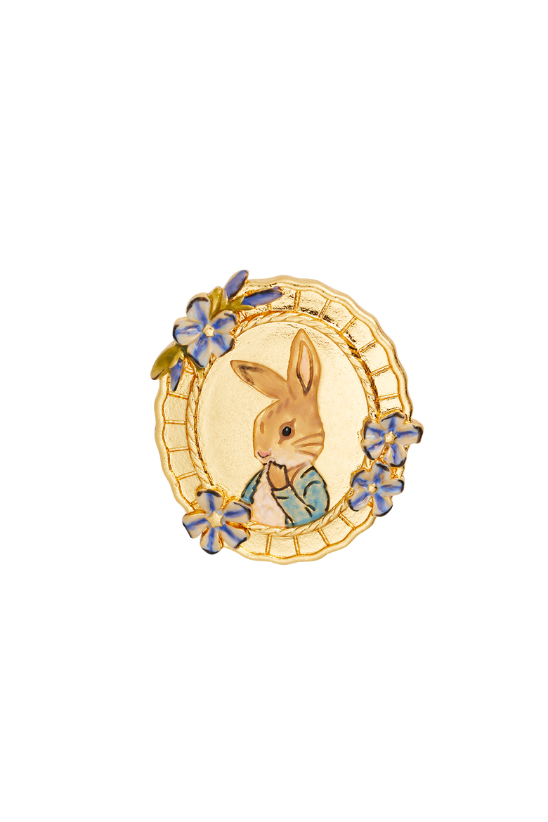 x Peter Rabbit Cameo Brooch, Main, color, Gold