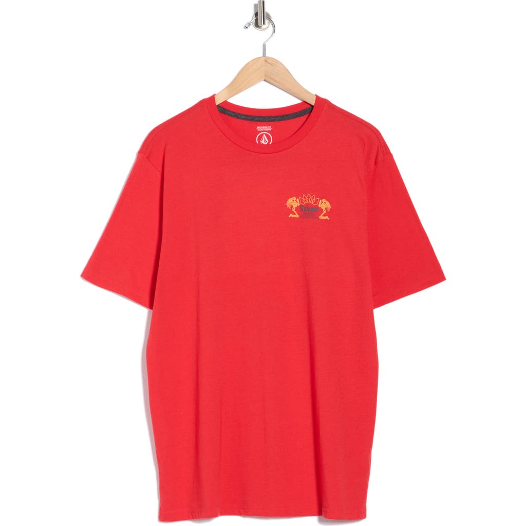 Volcom Cosmic Root Cotton Graphic T-shirt In Red