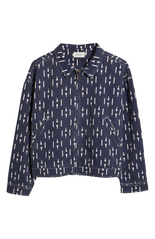 Honor The Gift Print Denim Riding Jacket In Navy