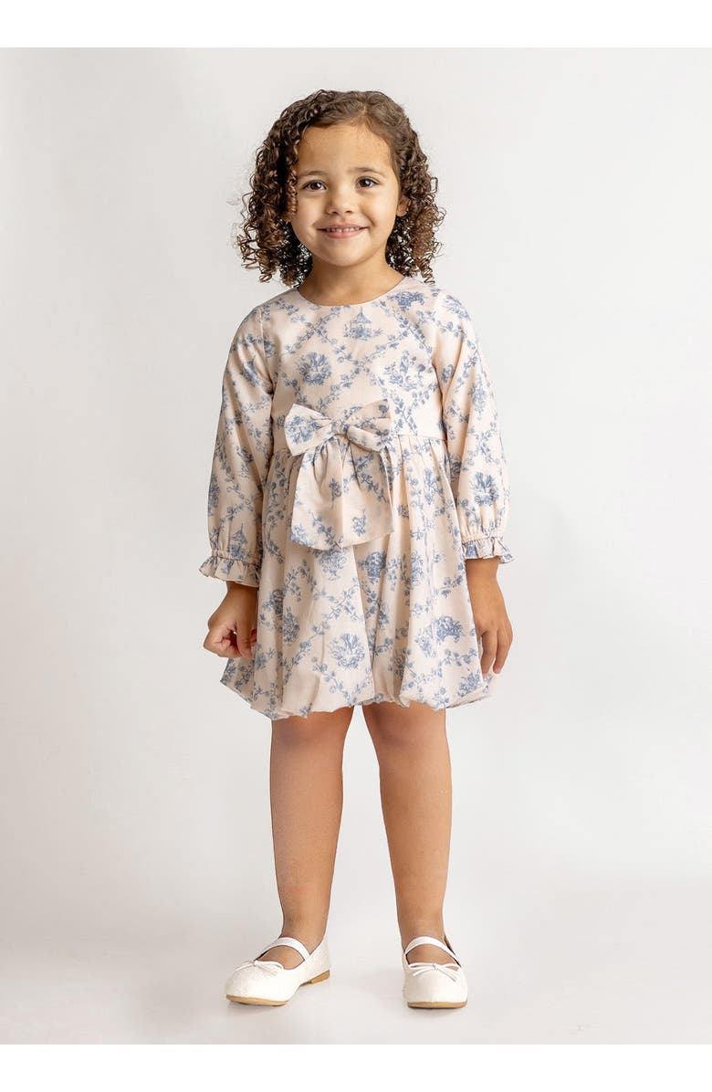 Mabel + Honey Mabel and Honey Toddler Long-Sleeve Blue Toile Princess Dress with Bow., Alternate, color, Blue
