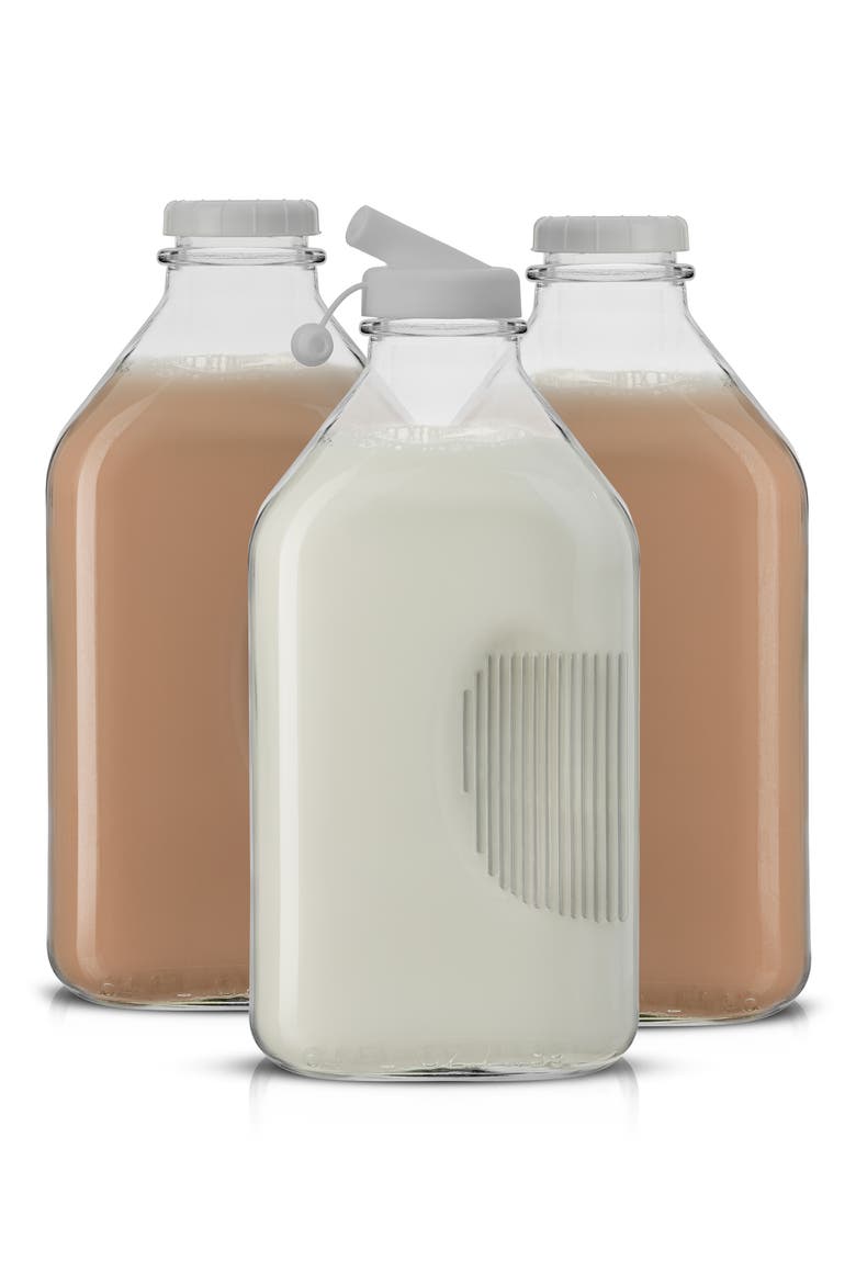 Set of 3 Reusable Glass Beverage Bottles - 64 oz., Alternate, color, CLEAR