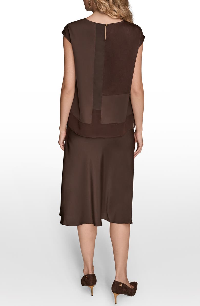 Donna Karan New York Mixed Media Cap Sleeve Top, Alternate, color, Chocolate