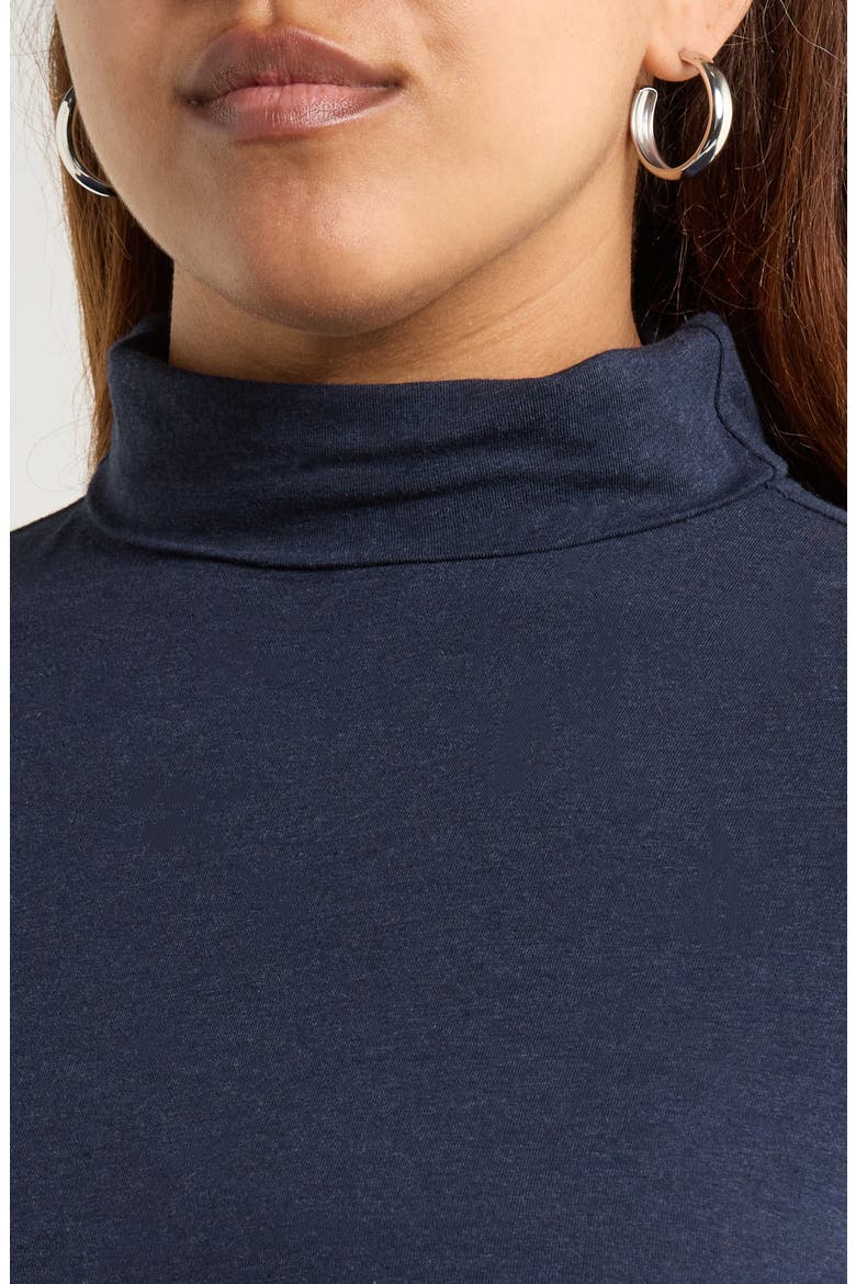Landing Turtleneck Stretch Organic Cotton Top, Alternate, color, MARITIME