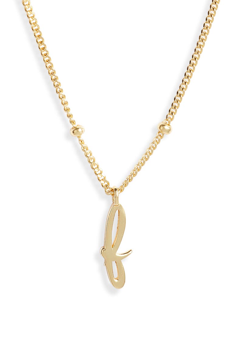 Rondelle Script Initial Pendant Necklace, Main, color, GOLD F