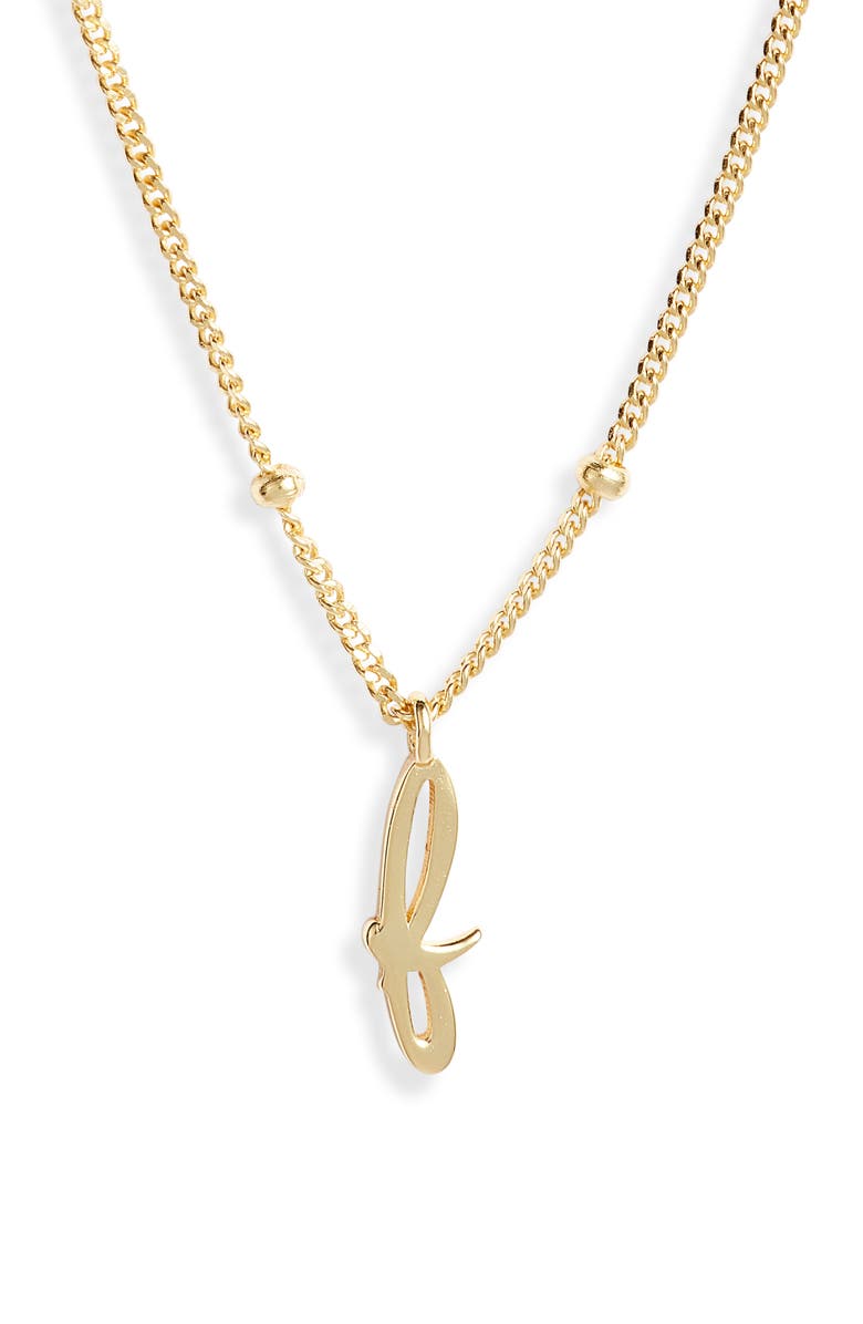 Argento Vivo Sterling Silver Rondelle Script Initial Pendant Necklace, Main, color,