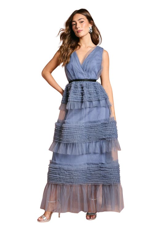 Coast Sleeveless Mesh Wrap Top Maxi Dress In Blue