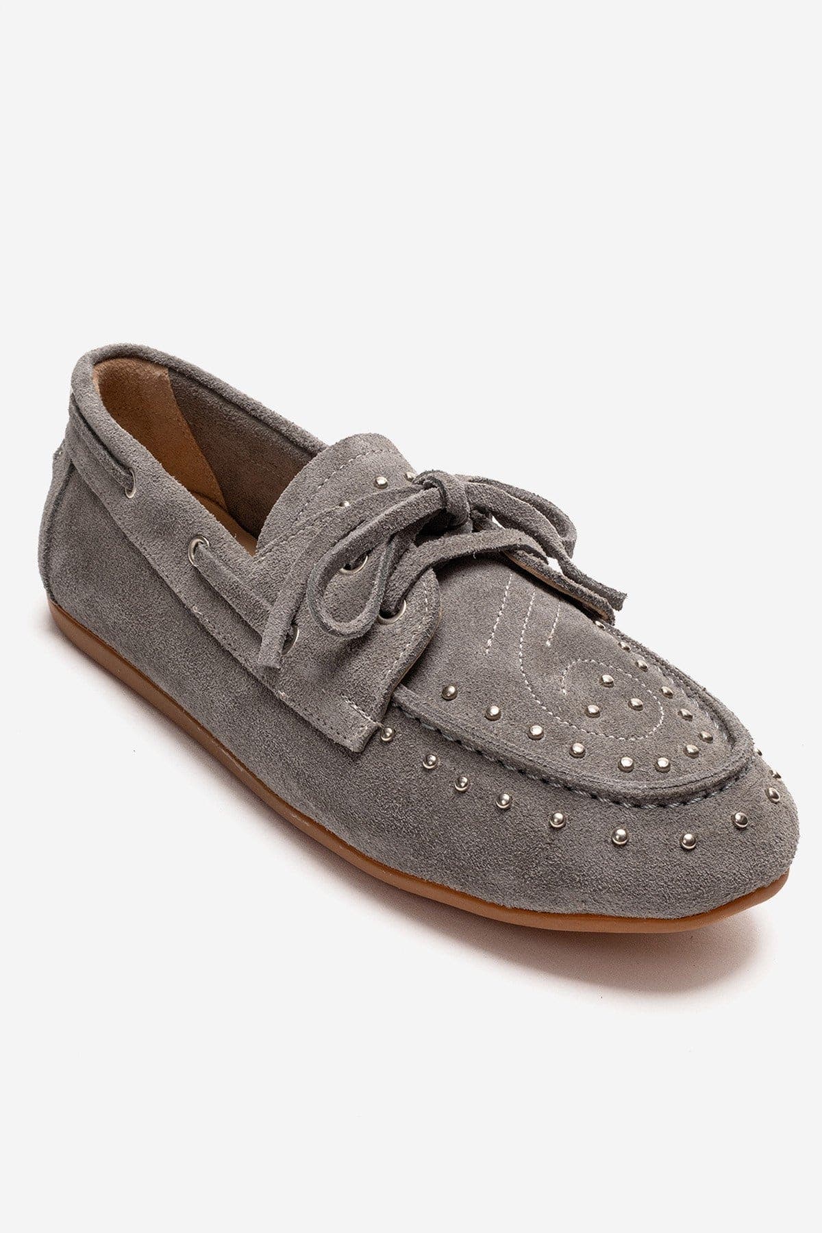 Forever & Always Shoes Cuesta Leather Lace Up Loafer, Alternate, color, Grey Suede