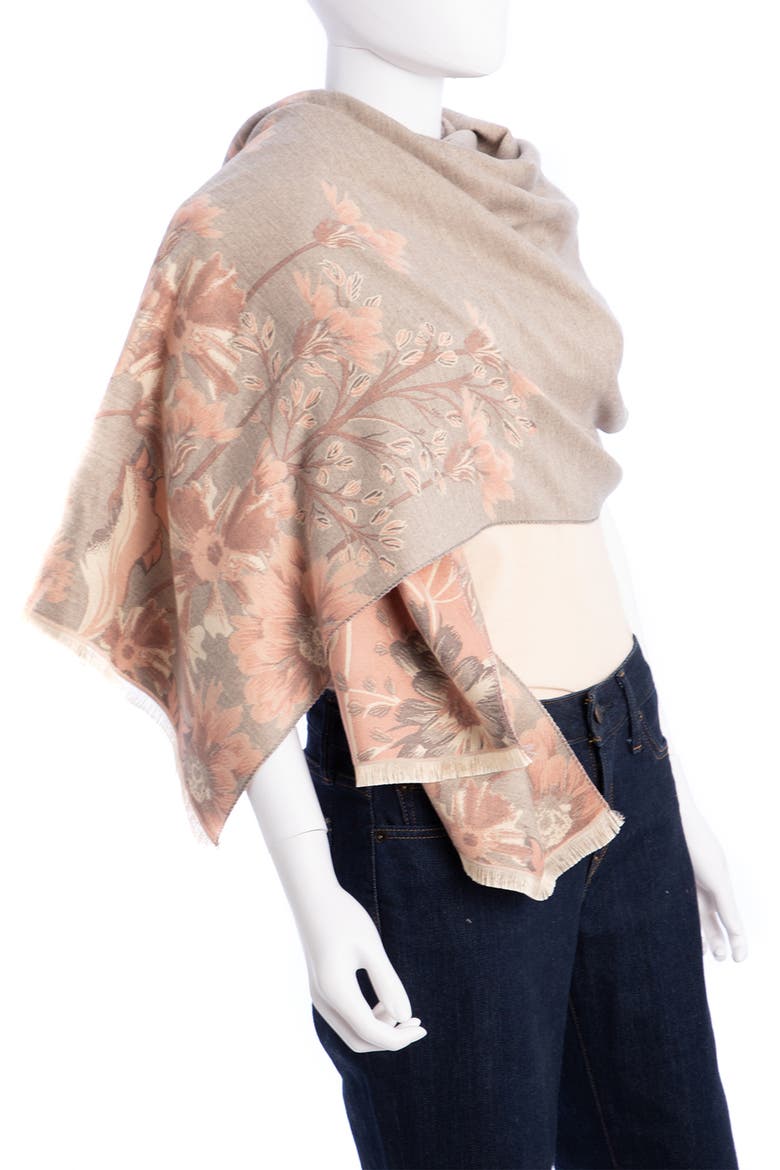 Floral Pattern Reversible Scarf, Alternate, color, PINK