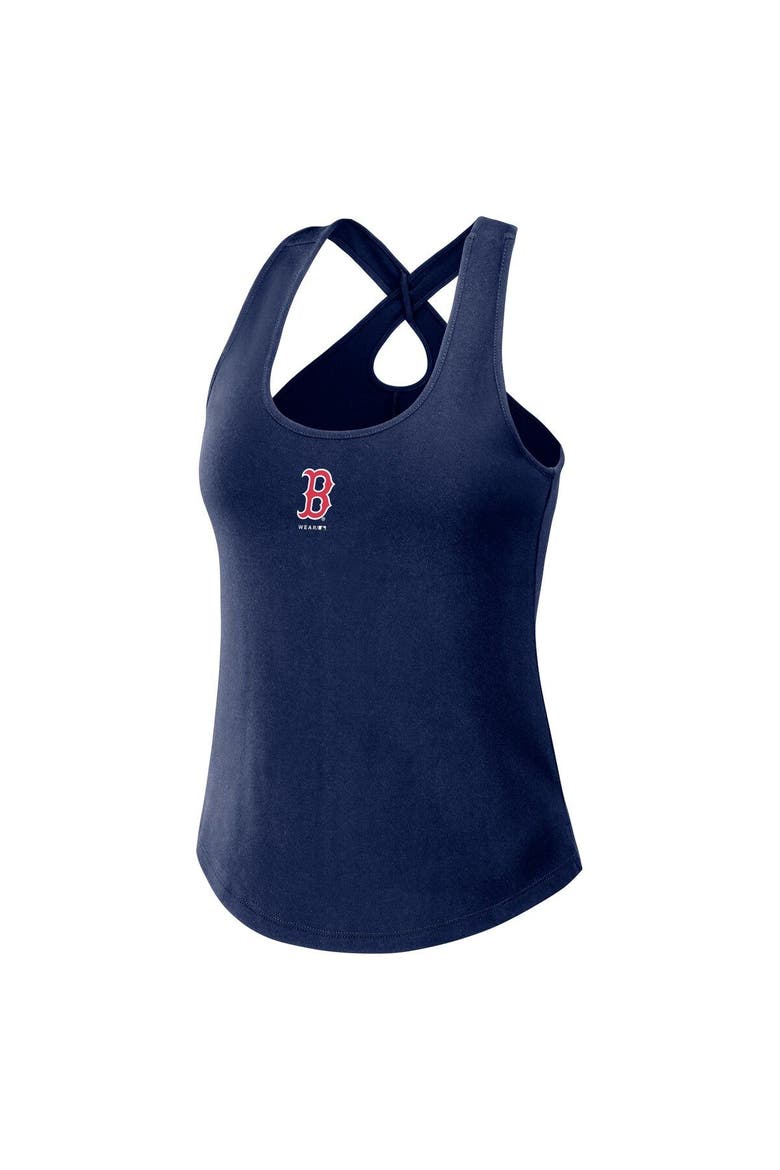Women's WEAR by Erin Andrews Navy Boston Red Sox Cross Back Tank Top, Alternate, color, Navy