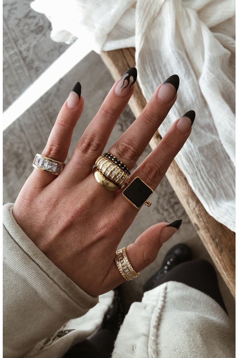 Odessa Black Stone Ring, Alternate, color, GOLD/ BLACK
