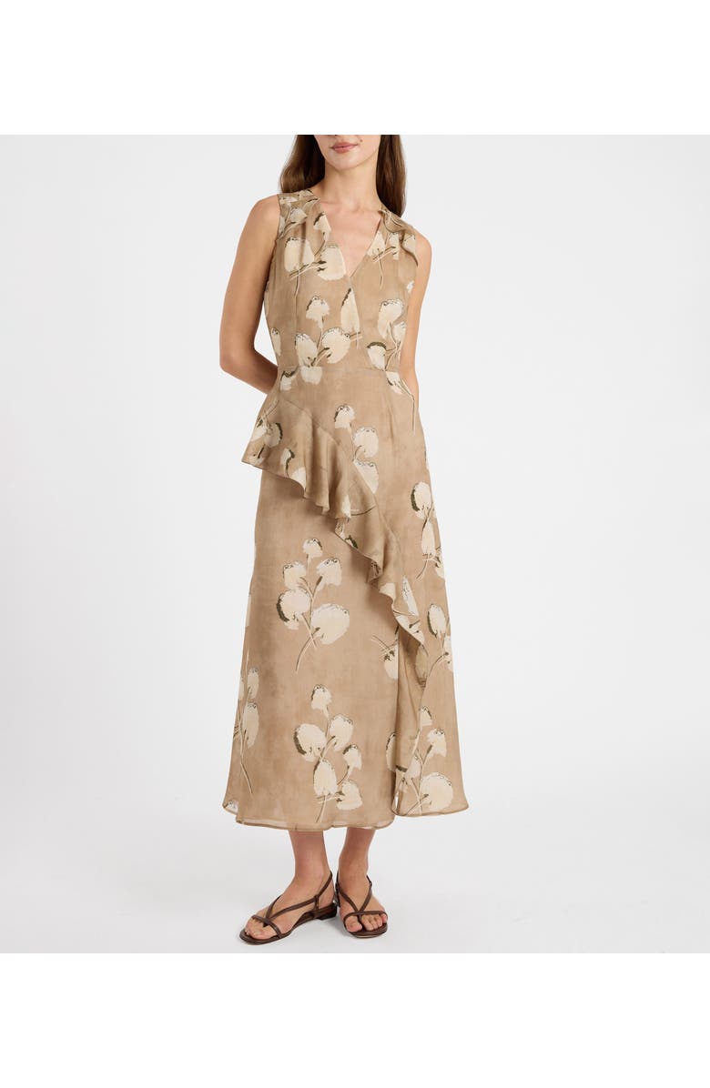 Santorelli Cona Midi Dress with Ruffle Panel, Alternate, color, Chai